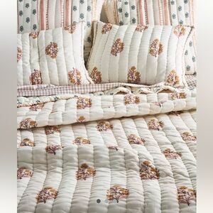 Anthropologie Khira Printed Cotton Voile Floral Quilt